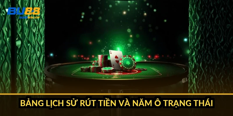 Bảng lịch sử rút tiền và năm ô trạng thái