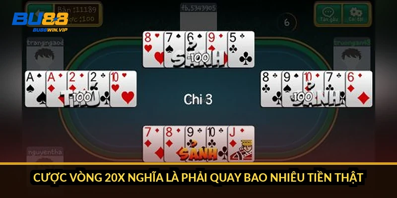 Cược vòng 20x nghĩa là phải quay bao nhiêu tiền thật
